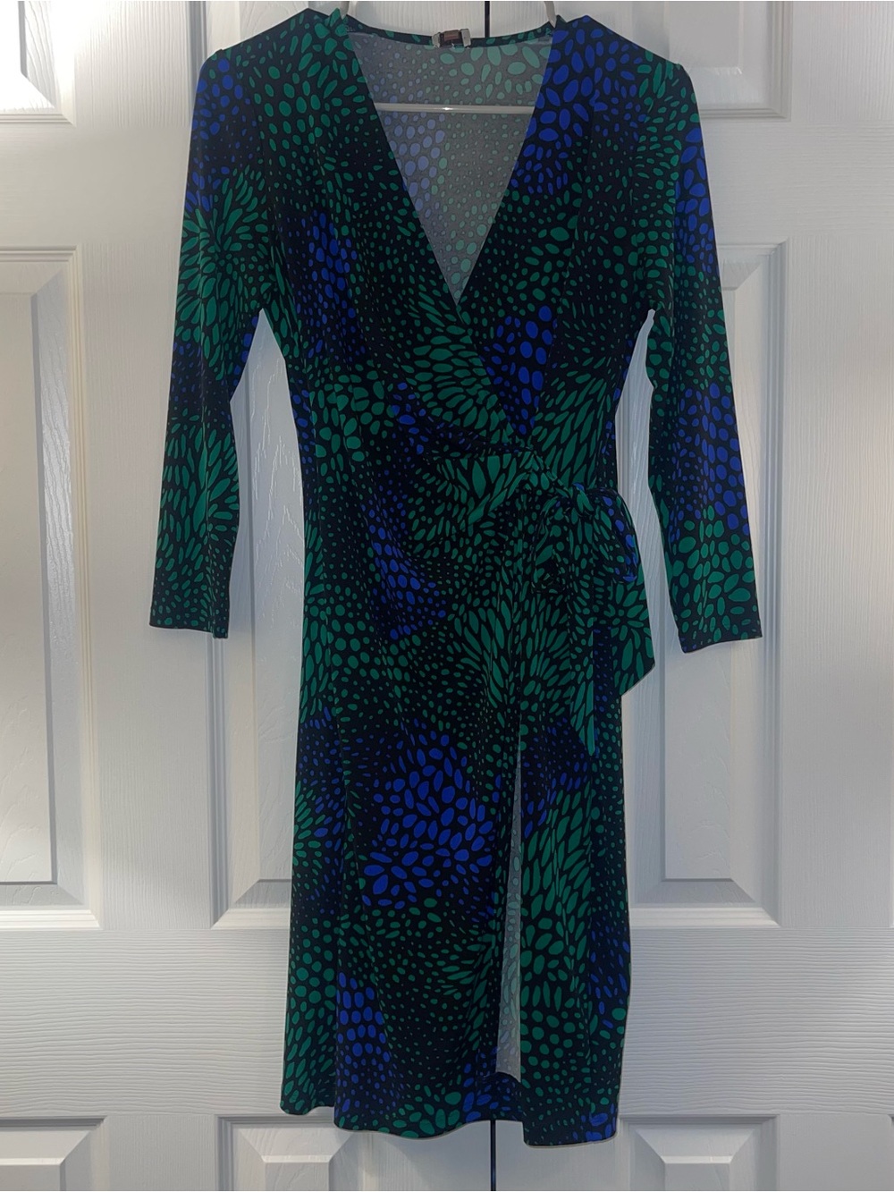 Anne Klein Green & Blue Floral Wrap Dress